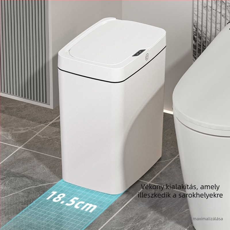 Érintésmentes intelligens fedélnyitású szemetes, automatikus csomagolású intelligens szemetes, fürdőszobai rés szeméttároló