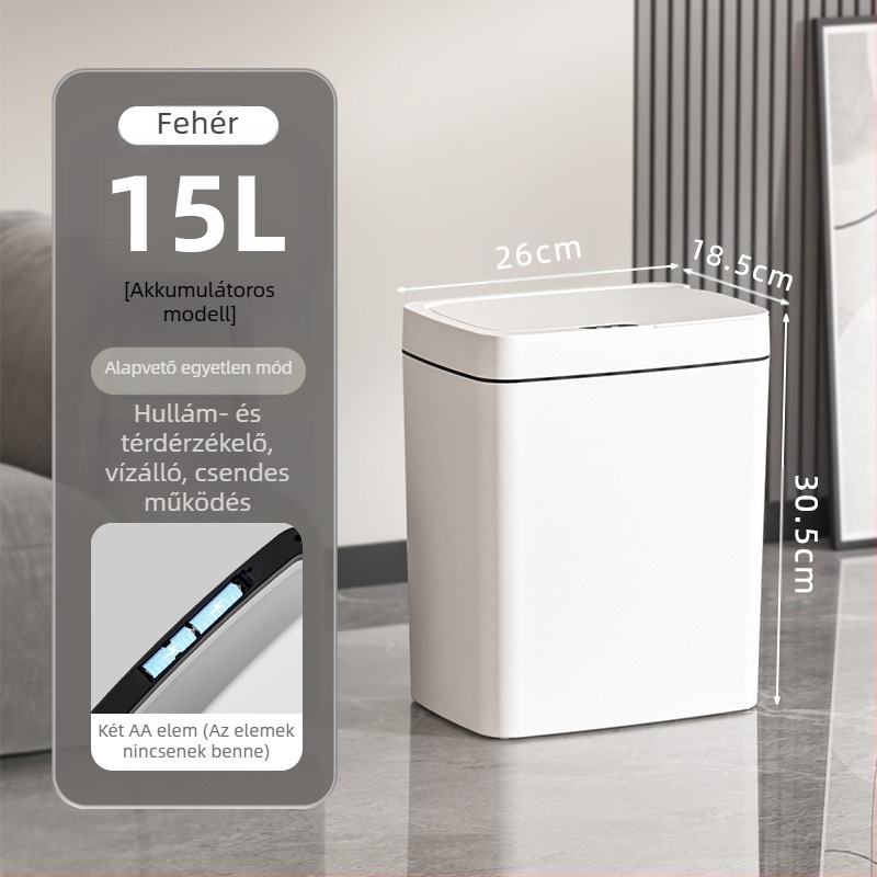 Érintésmentes intelligens fedélnyitású szemetes, automatikus csomagolású intelligens szemetes, fürdőszobai rés szeméttároló