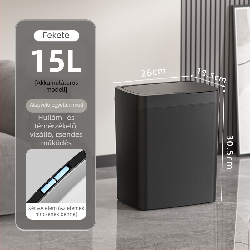 Érintésmentes intelligens fedélnyitású szemetes, automatikus csomagolású intelligens szemetes, fürdőszobai rés szeméttároló