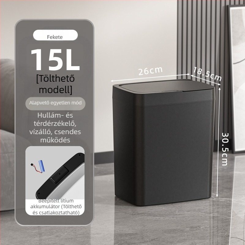 Érintésmentes intelligens fedélnyitású szemetes, automatikus csomagolású intelligens szemetes, fürdőszobai rés szeméttároló
