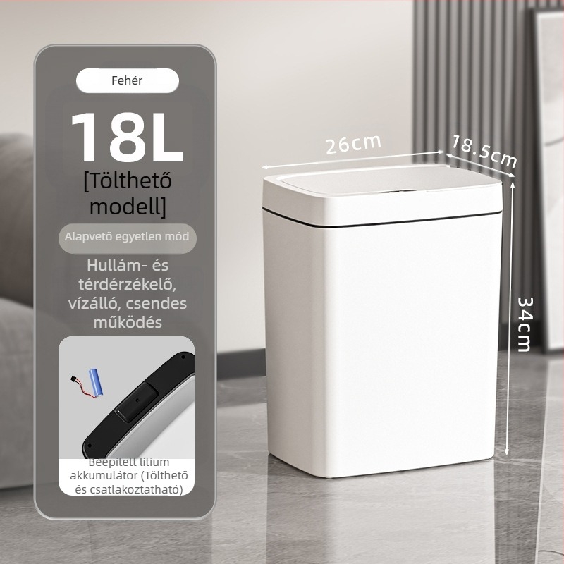 Érintésmentes intelligens fedélnyitású szemetes, automatikus csomagolású intelligens szemetes, fürdőszobai rés szeméttároló