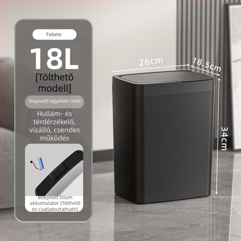 Érintésmentes intelligens fedélnyitású szemetes, automatikus csomagolású intelligens szemetes, fürdőszobai rés szeméttároló
