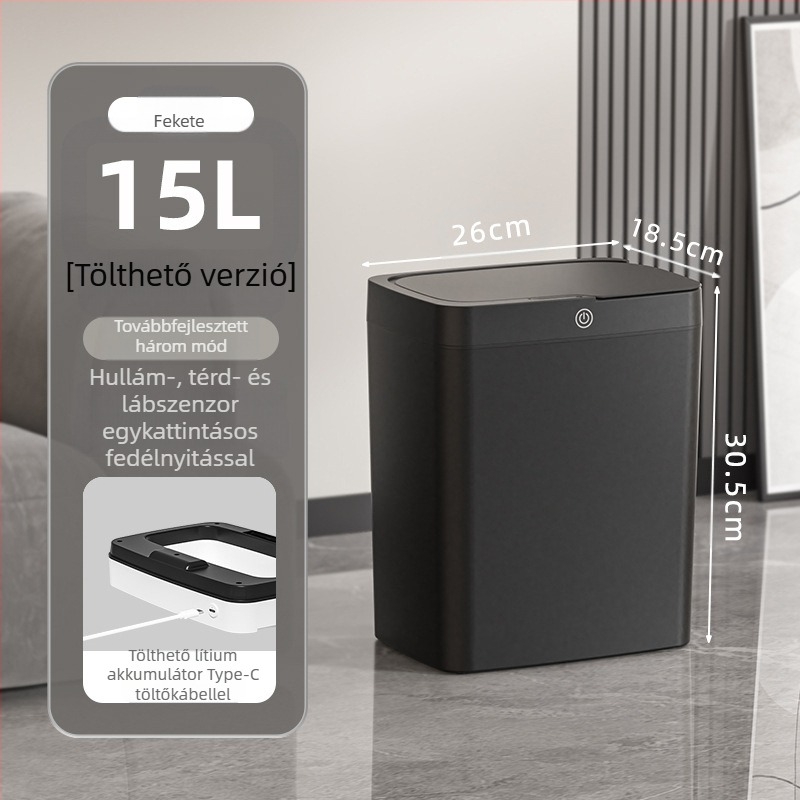 Érintésmentes intelligens fedélnyitású szemetes, automatikus csomagolású intelligens szemetes, fürdőszobai rés szeméttároló