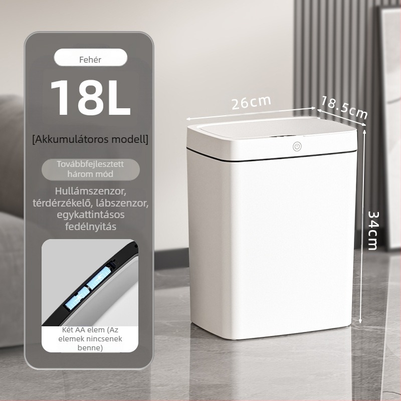 Érintésmentes intelligens fedélnyitású szemetes, automatikus csomagolású intelligens szemetes, fürdőszobai rés szeméttároló