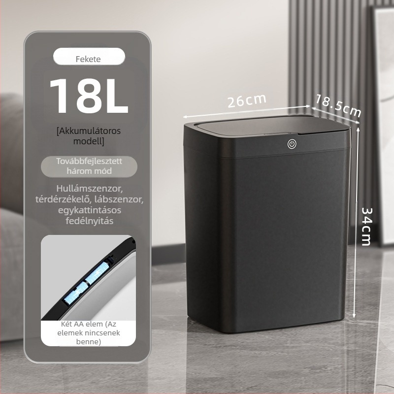 Érintésmentes intelligens fedélnyitású szemetes, automatikus csomagolású intelligens szemetes, fürdőszobai rés szeméttároló