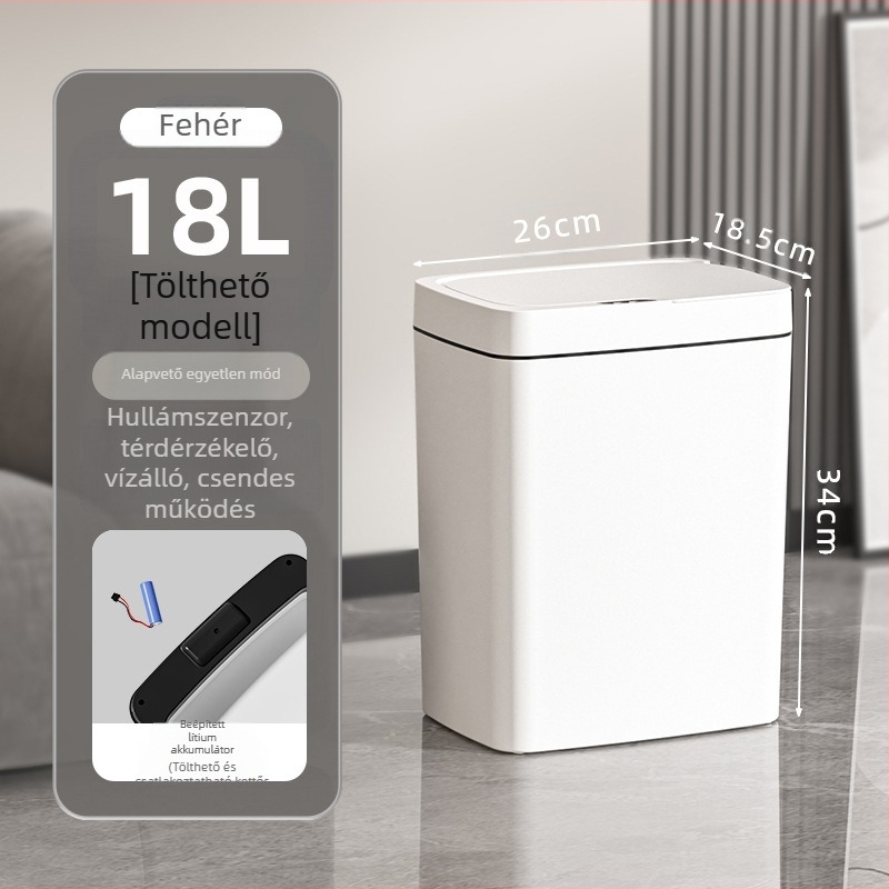 Érintésmentes intelligens fedélnyitású szemetes, automatikus csomagolású intelligens szemetes, fürdőszobai rés szeméttároló