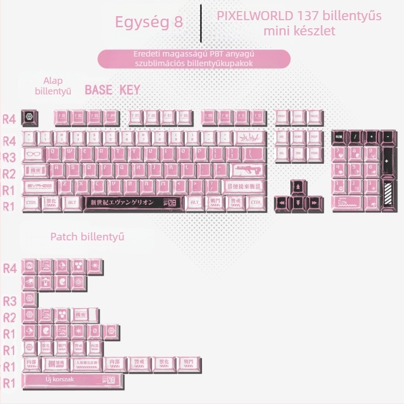 Gundam Comic Hundred Mixed Lamp Key Cap Eredeti Magasság 136 Kulcs Teljes Készlet Klasszikus Egyszerű Mechanikus Billentyűzet Kulcs Sapka Meow Kulcs