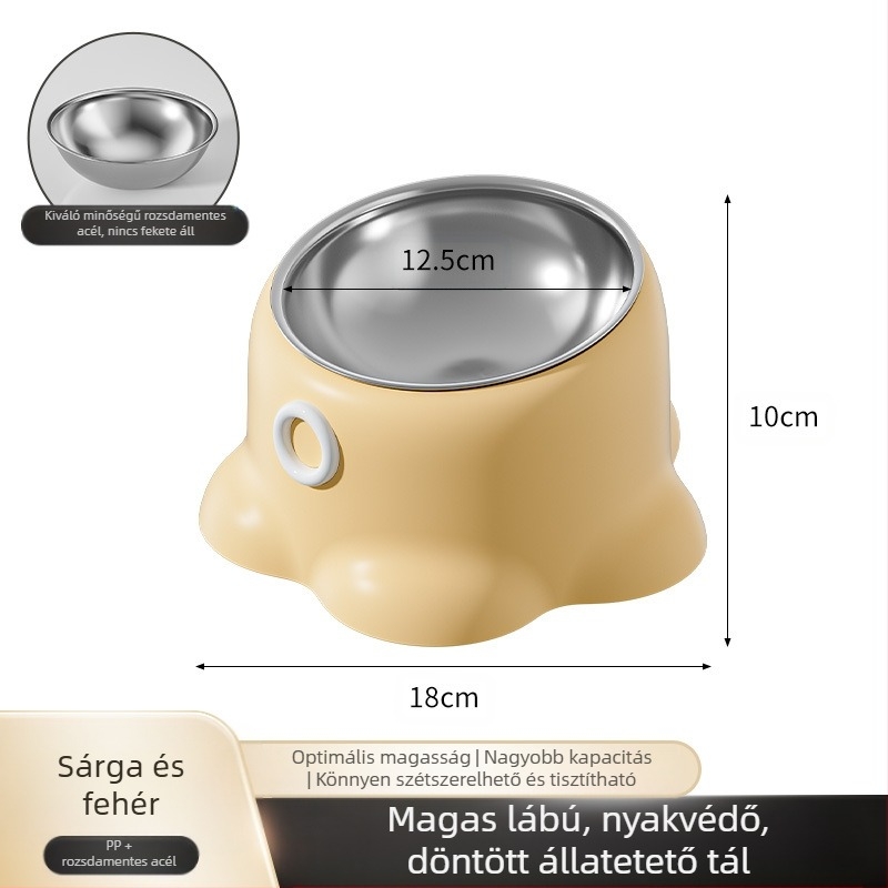 Új, határokon átnyúló, rozsdamentes acélból készült kisállattál, csúszásmentes, macska ivóvíz, ferde nyakvédő tál, kutyaetető tál, macskaeledel tál