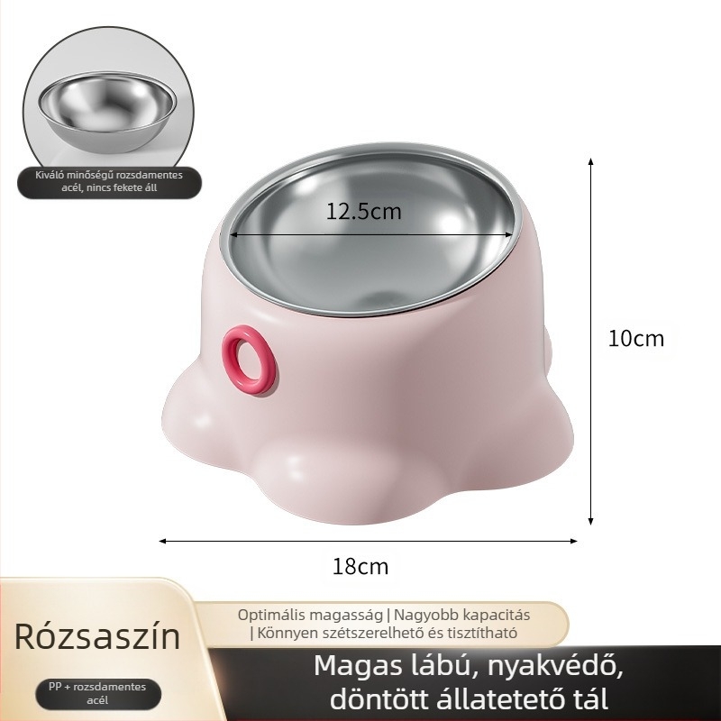 Új, határokon átnyúló, rozsdamentes acélból készült kisállattál, csúszásmentes, macska ivóvíz, ferde nyakvédő tál, kutyaetető tál, macskaeledel tál