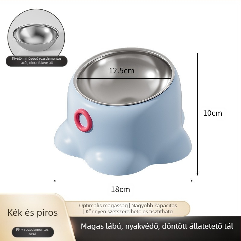 Új, határokon átnyúló, rozsdamentes acélból készült kisállattál, csúszásmentes, macska ivóvíz, ferde nyakvédő tál, kutyaetető tál, macskaeledel tál