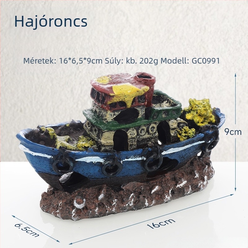 Kalózhajó akvárium tájkép akvárium táj dekoráció hajó elkerülése ház dísz hajó üreges gyanta hajó hajótörés GC