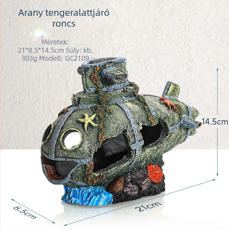 Kalózhajó akvárium tájkép akvárium táj dekoráció hajó elkerülése ház dísz hajó üreges gyanta hajó hajótörés GC