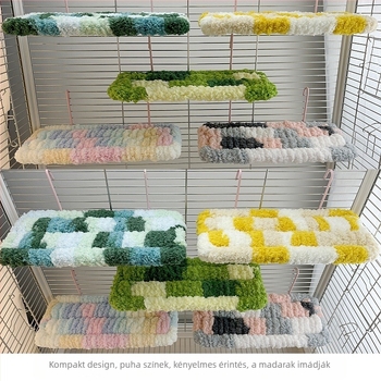 Papagájágy, alvófészek, lábmelegítő platform, meleg függőágy, pamutbetét, téli kanapématrac, fekete, főnix, bazsarózsa, madárkalitka kellékek