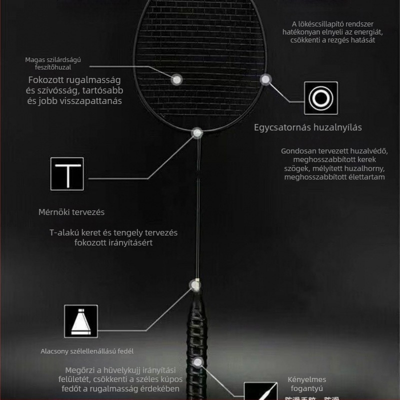 Tollaslabdaütő kompozit karbonból, ultrakönnyű, 4 hüvelykes, egy- és kétágyas ütő szett, tartós, dupla edző ütő, kicsi, fekete, felnőtteknek, támadó típus