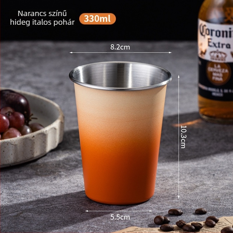 Rozsdamentes acél söröspohár, nagy kapacitású, egyrétegű vizespohár, hullámos borospohár, tejes tea kávéspohár, hordozható kempingpohár