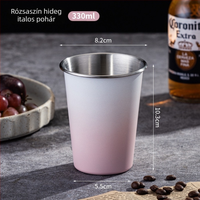 Rozsdamentes acél söröspohár, nagy kapacitású, egyrétegű vizespohár, hullámos borospohár, tejes tea kávéspohár, hordozható kempingpohár