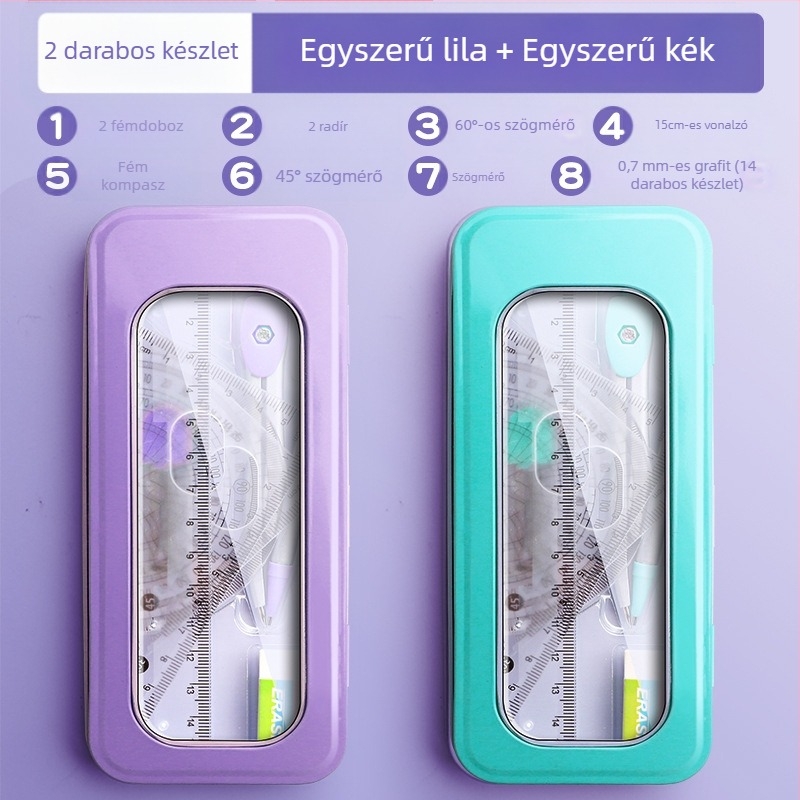 Körző és vonalzó készlet általános iskolásoknak, alsó tagozatosoknak, háromszög vonalzó, hatodikosoknak való írószerek, vonalzó és háromszög készlet