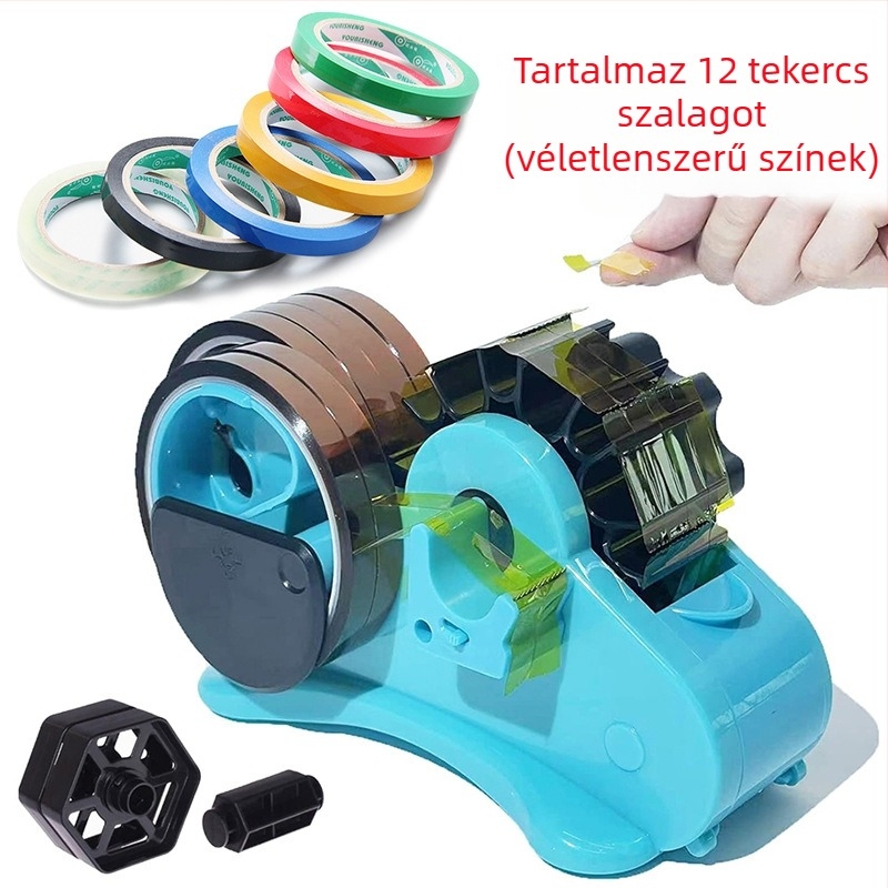 Többfunkciós szalagtartó, határokon átnyúló irodai tanuláshoz, nagy virágos szalagvágó, csomagoló görgős asztali talp