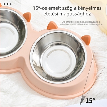 Macskafülek rozsdamentes acél Pet Bowl kutyatál macskatál kutyaeledel tál macskaeledel tál kutya és macska evés és ivás dupla tál étkészlet