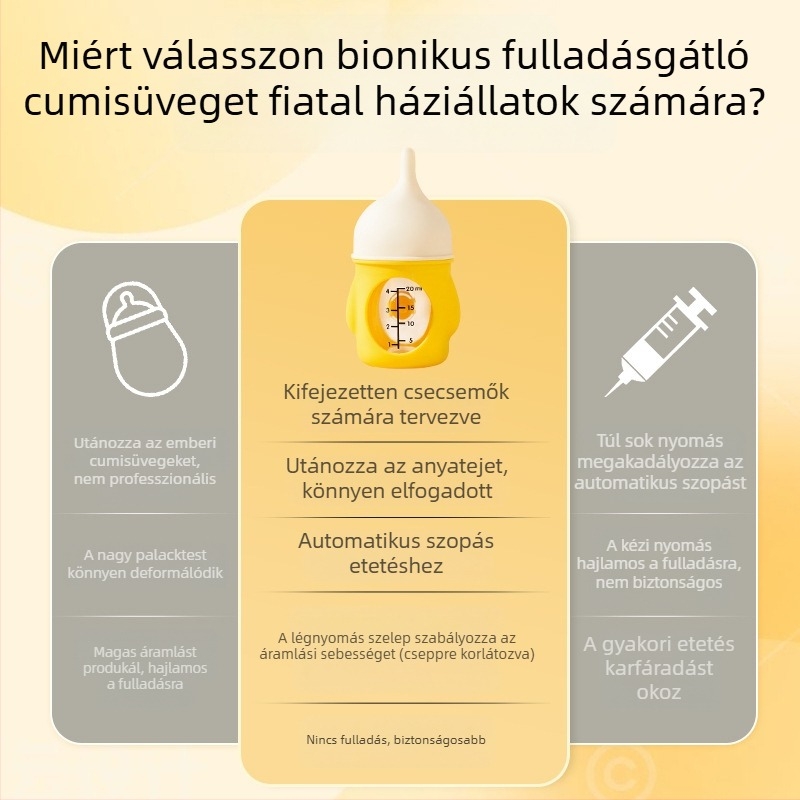 Új kisállat-palack bionikus fulladásgátló újszülött kölyökkutyák szilikon palack tejivó mérleg kellékek