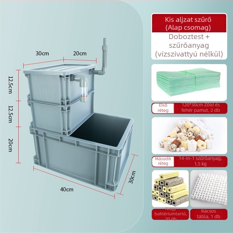 Forgatódoboz alsó szűrő DIY akvárium alsó szűrődoboz száraz és nedves elválasztású cseppszűrő szifon alsó szűrő kombinált hal