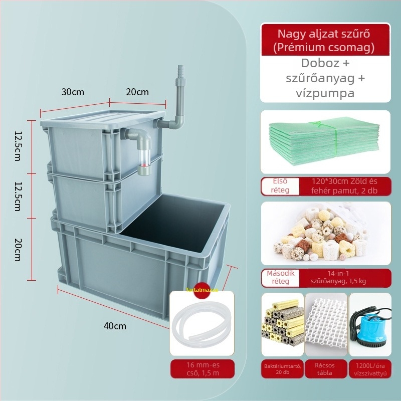 Forgatódoboz alsó szűrő DIY akvárium alsó szűrődoboz száraz és nedves elválasztású cseppszűrő szifon alsó szűrő kombinált hal