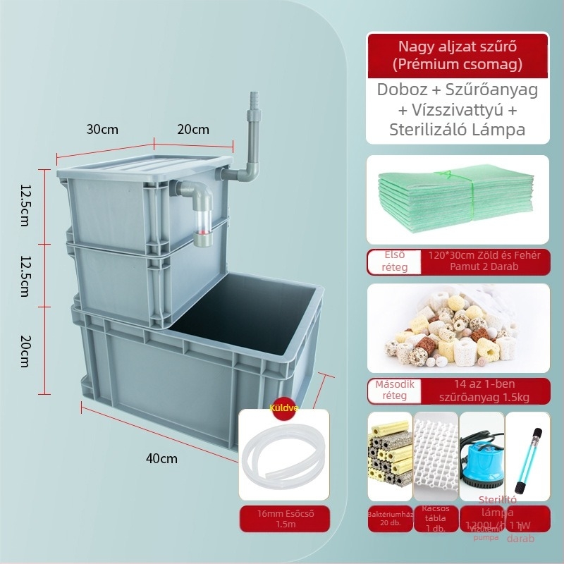 Forgatódoboz alsó szűrő DIY akvárium alsó szűrődoboz száraz és nedves elválasztású cseppszűrő szifon alsó szűrő kombinált hal