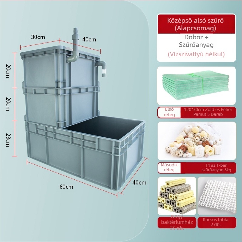 Forgatódoboz alsó szűrő DIY akvárium alsó szűrődoboz száraz és nedves elválasztású cseppszűrő szifon alsó szűrő kombinált hal