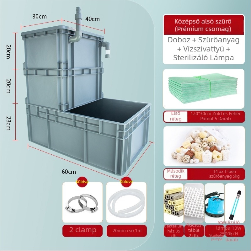 Forgatódoboz alsó szűrő DIY akvárium alsó szűrődoboz száraz és nedves elválasztású cseppszűrő szifon alsó szűrő kombinált hal