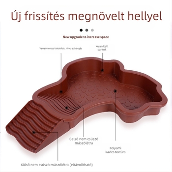 Teknős fürdőmedence félig vízi teknősöknek, sárga kérgű teknősöknek, etető teknősöknek, napozóplatform, kettős felhasználású szárazföldi és vízi teknős medence, esésgátló teknős fürdődoboz