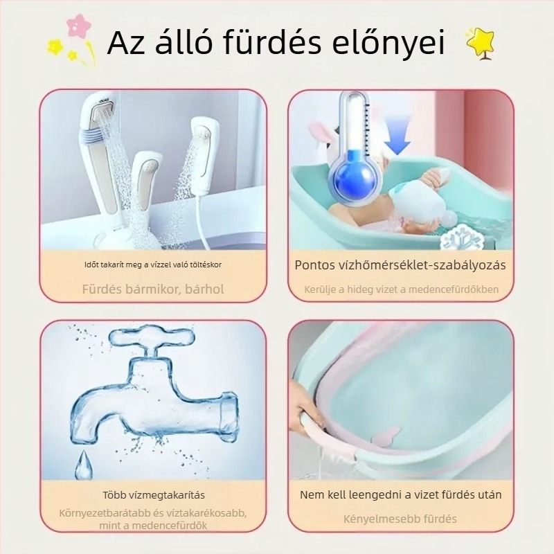 Csecsemő függőleges zuhany, baba álló fürdő, műtárgy, esésgátló és csúszásgátló, kisgyermek popsimosó zuhanytartó keret