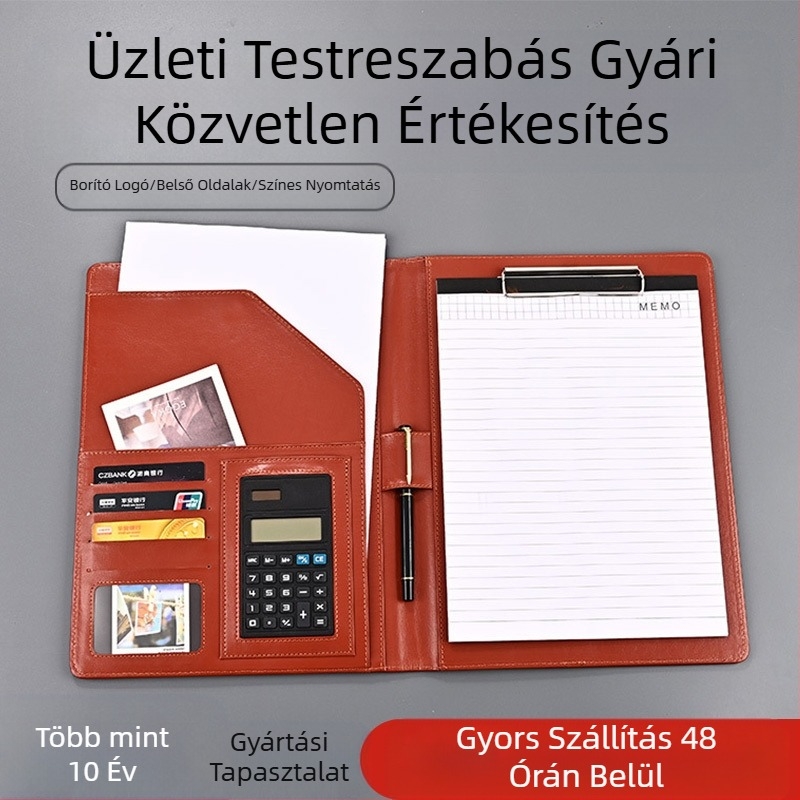 Többfunkciós irodai A4-es mappa, adattábla klipsz, bőr adásvételi szerződés, ez a beszélgetés egyetlen menedzser klipsz