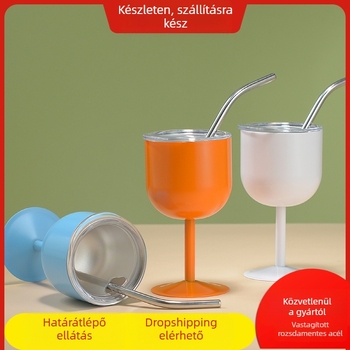 Határokon átnyúló, 110 ml-es, U alakú kehely, mini, kétrétegű szeszes pohár, 304 rozsdamentes acél felespohár, kétrétegű szívószálas termosz