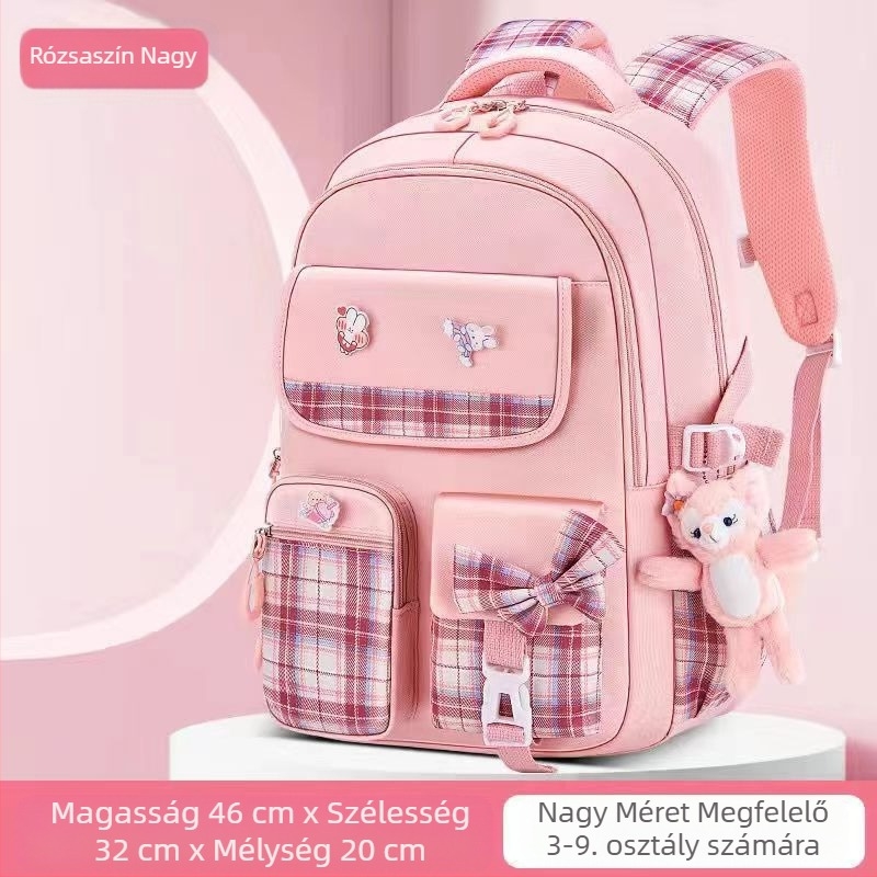 Nagykereskedelmi általános iskolás diákoknak szóló iskolatáskák, női modellek, rajzfilmfigura aranyos masnival, nagy kapacitású, tehercsökkentő hátizsák, gerincvédő gyermek hátizsák