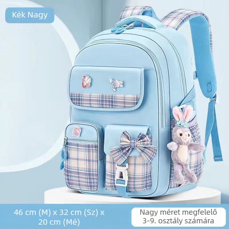 Nagykereskedelmi általános iskolás diákoknak szóló iskolatáskák, női modellek, rajzfilmfigura aranyos masnival, nagy kapacitású, tehercsökkentő hátizsák, gerincvédő gyermek hátizsák