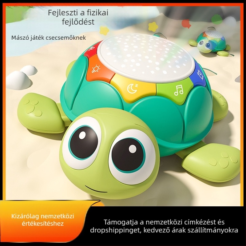 Amazon multifunkcionális baba tanulási mászójáték világítás zenei kivetítés teknős nyugtató kisgyermek kirakós korai nevelési gép