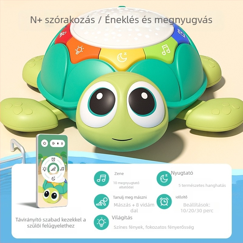 Amazon multifunkcionális baba tanulási mászójáték világítás zenei kivetítés teknős nyugtató kisgyermek kirakós korai nevelési gép