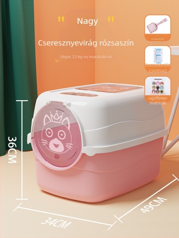 Macskaalom doboz Teljesen zárt macska WC Extra nagy szagtalanító fröccsenésgátló alomdoboz Cicaalom doboz Macskakellékek