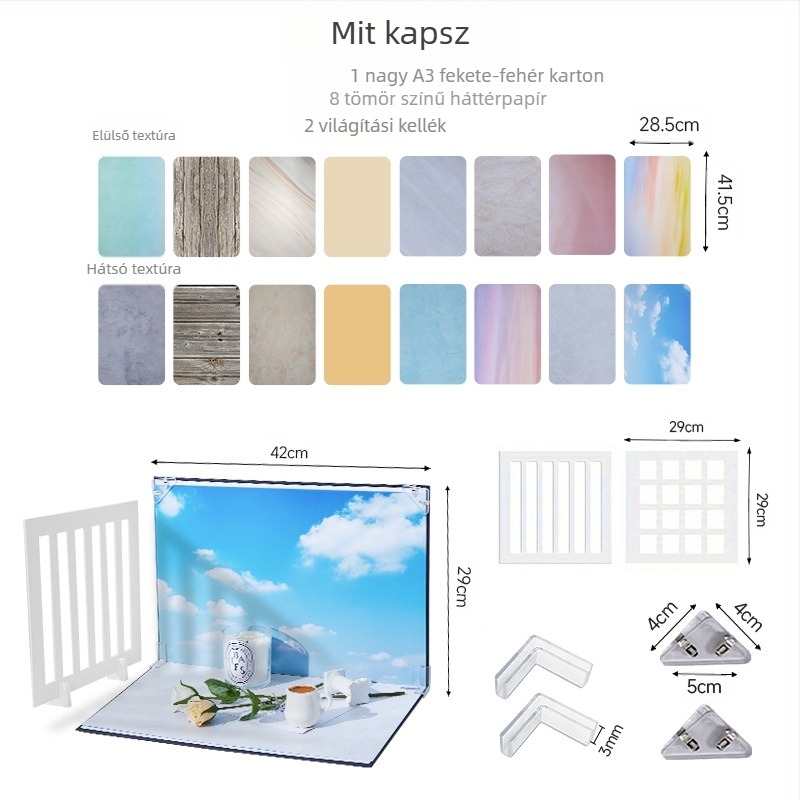 Vastag fotókarton 1+7/8/9/10 háttérképpapír fotó háttérkészlet fotózási kellékek fotó háttér tábla