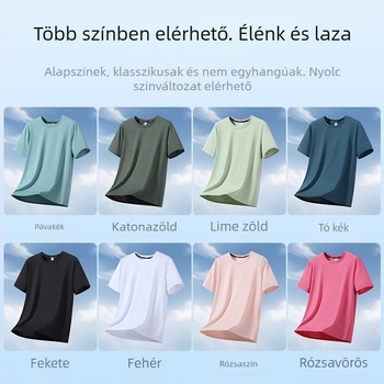 Gyári M-12XL Plus Size Plus Size Férfi vékony, kerek nyakú, gyorsan száradó, rövid ujjú póló Nyári vékony, mindenre alkalmas, félujjas póló