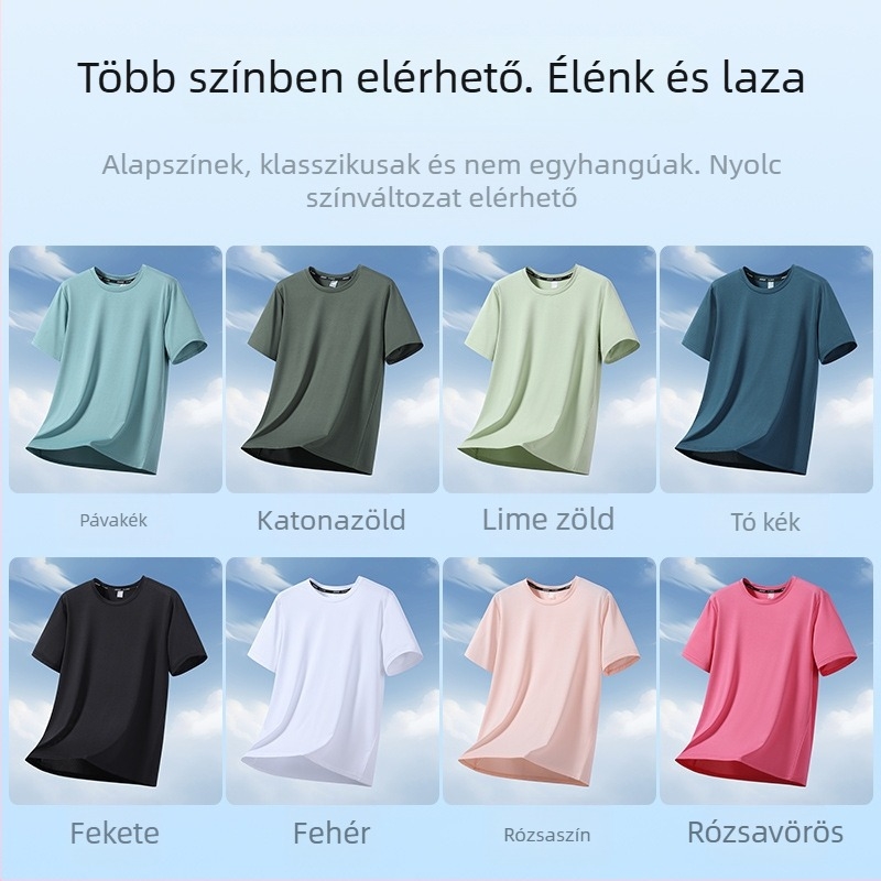 Gyári M-12XL Plus Size Plus Size Férfi vékony, kerek nyakú, gyorsan száradó, rövid ujjú póló Nyári vékony, mindenre alkalmas, félujjas póló