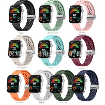 Huawei Watch Fit3 hálós szilikon szíj mágneses csattal és összecsukható csattal, 24 mm