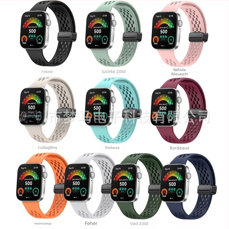 Huawei Watch Fit3 hálós szilikon szíj mágneses csattal és összecsukható csattal, 24 mm