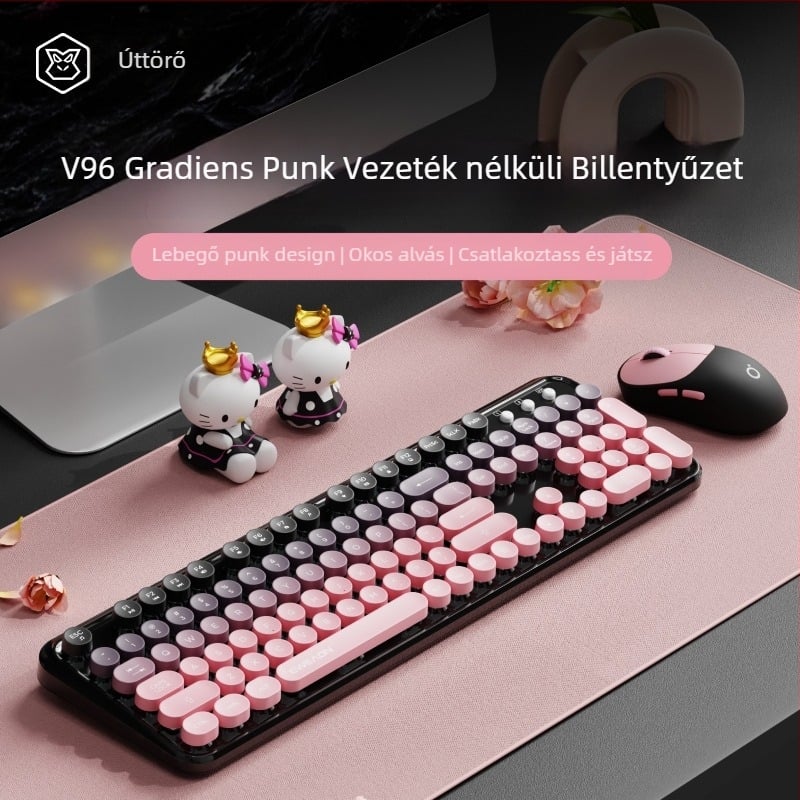 Forerunner V96 vezeték nélküli billentyűzet, egér, mechanikus, némított, notebook, külső, női, irodai, punk