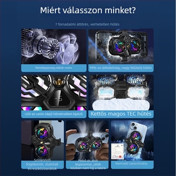 Radiátor Mobiltelefon Hátlapi Csipesz Hűtőeszköz Új Élő Közvetítő Digitális Kijelző Ikerturbós Mágneses Félvezető