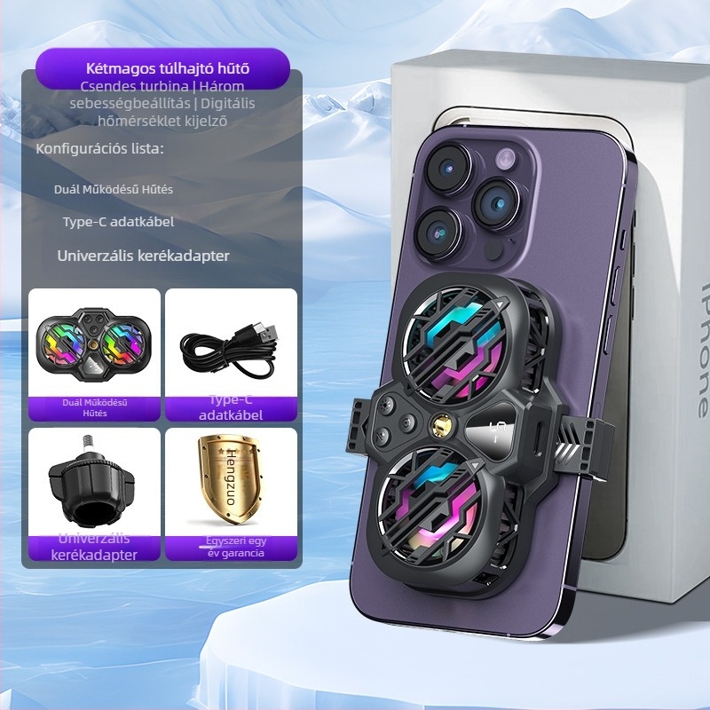 Radiátor Mobiltelefon Hátlapi Csipesz Hűtőeszköz Új Élő Közvetítő Digitális Kijelző Ikerturbós Mágneses Félvezető