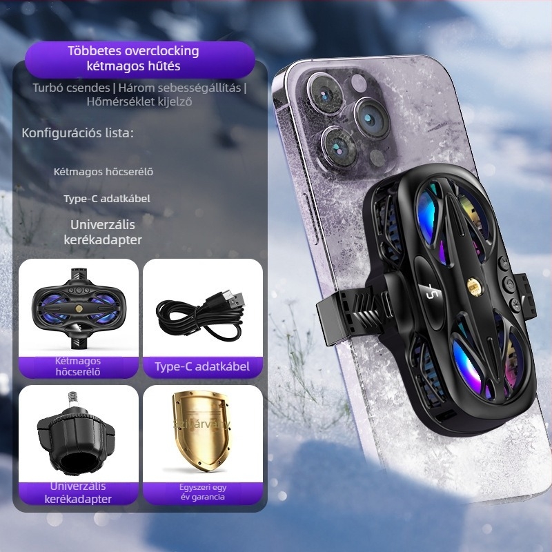 Radiátor Mobiltelefon Hátlapi Csipesz Hűtőeszköz Új Élő Közvetítő Digitális Kijelző Ikerturbós Mágneses Félvezető