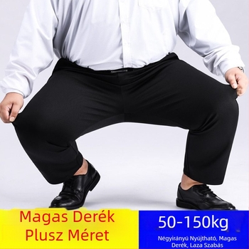 Extra nagy nadrág Férfi nadrág Férfi rugalmas plus size nadrág Férfi középkorú Laza Egyenes Lezser Nadrág gyapjú béléssel Vastagított