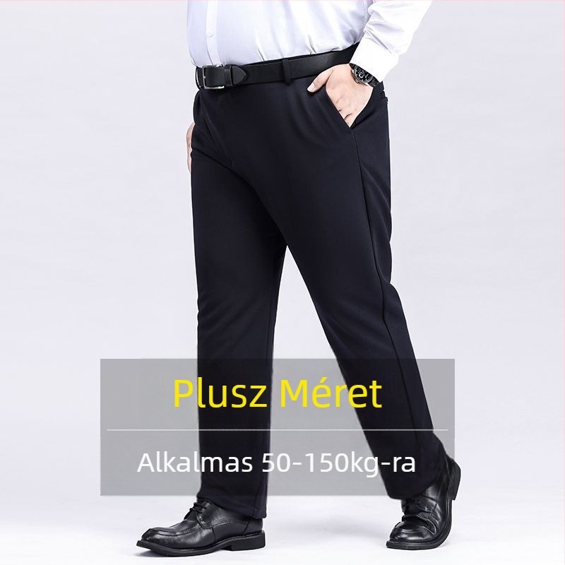 Extra nagy nadrág Férfi nadrág Férfi rugalmas plus size nadrág Férfi középkorú Laza Egyenes Lezser Nadrág gyapjú béléssel Vastagított