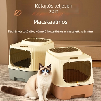 Macskaalomtál Szagmentes Teljesen zárt Túlméretezett Macska Toalett Macskaalomtál Extra Nagy Fröccsenésmentes Macskaalomtál Szagtalanító